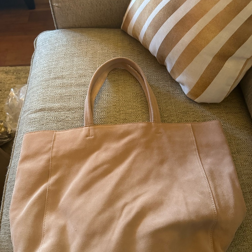 M.I.L.A Blush Pink Suede Tote Bag Large Minimalist Luxury Everyday Work Travel - Picture 10 of 16